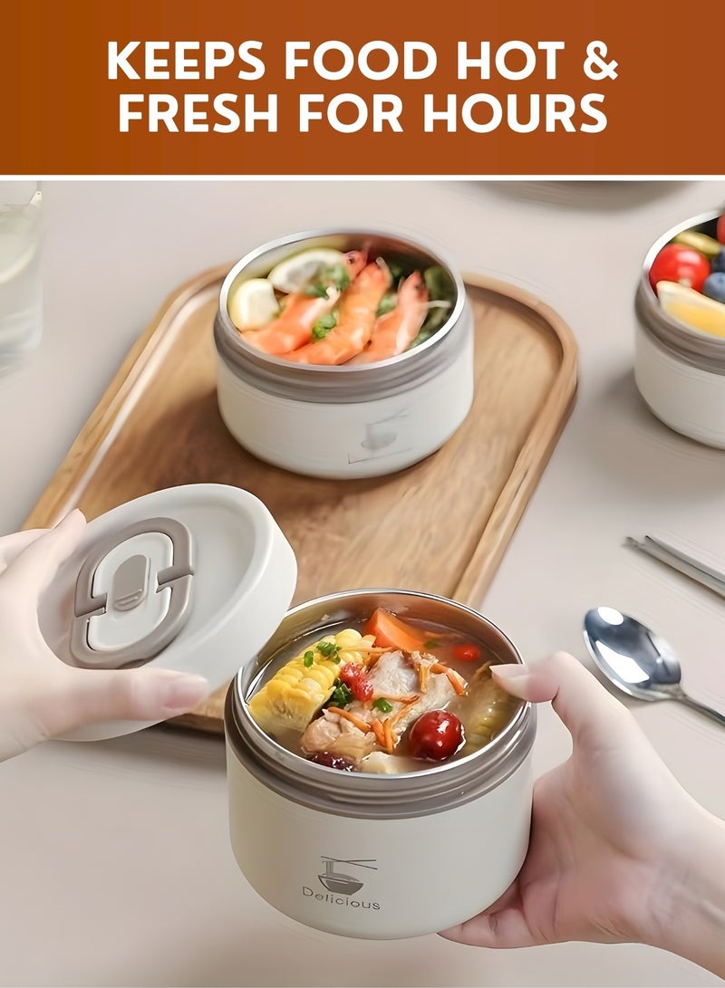 زستو علبة غداء حرارية قابلة للتسخين بالميكروويف، حاويات غداء معزولة محمولة مع حقيبة، مانعة للتسرب وقابلة للتكديس، حافظة طعام من الستانلس ستيل للبالغين والأطفال، مجموعة من 3 صناديق بنتو معزولة متعددة الطبقات - Image 5